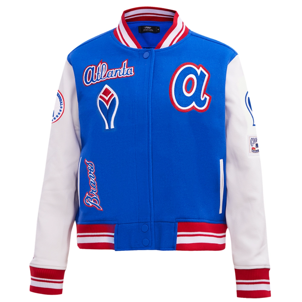 Atlanta-Braves-Pro-Standard-Womens-Wool-Leather-Varsity-Jacket-team jacket 1