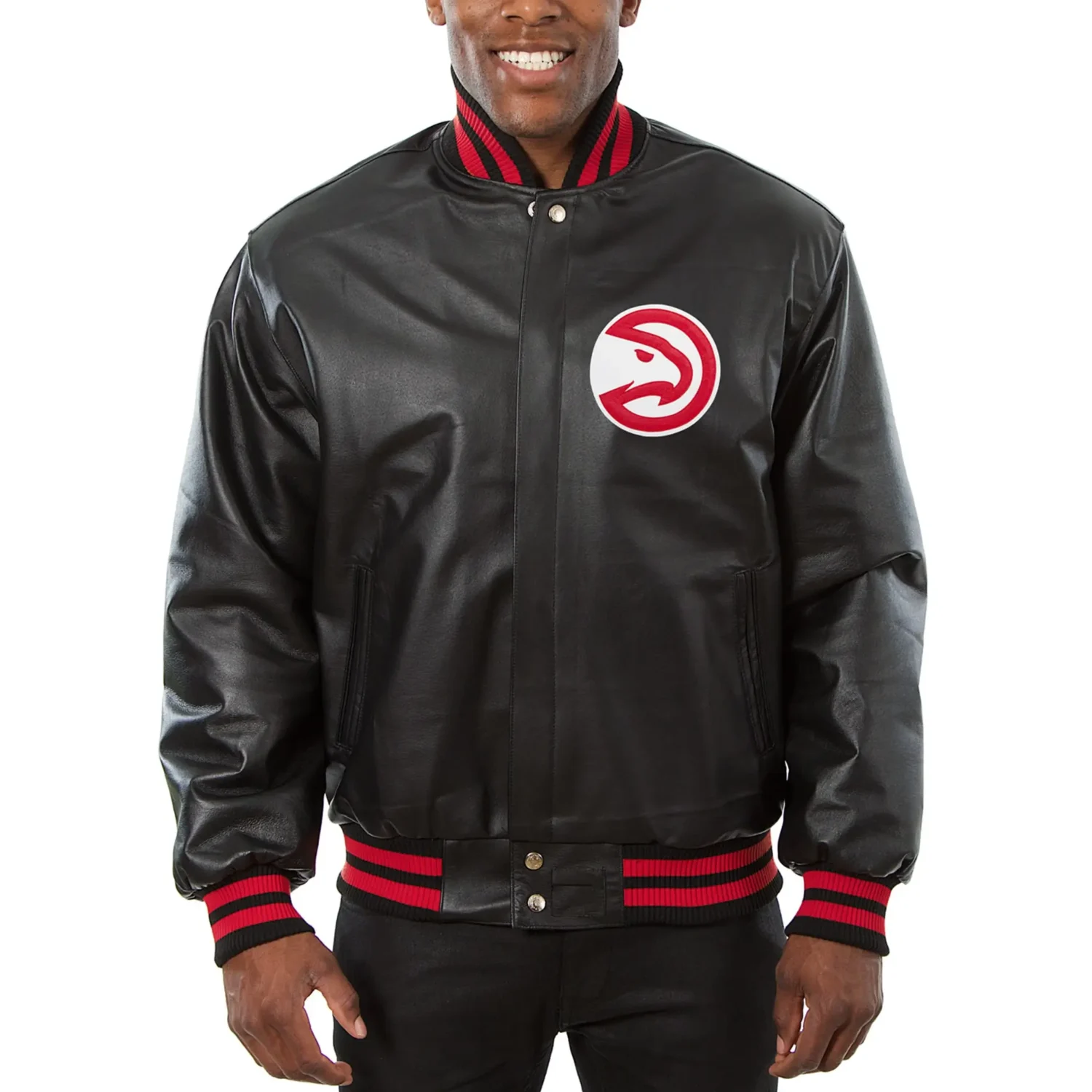 Atlanta Hawks Black Leather Varsity Jacket Team jacket 1