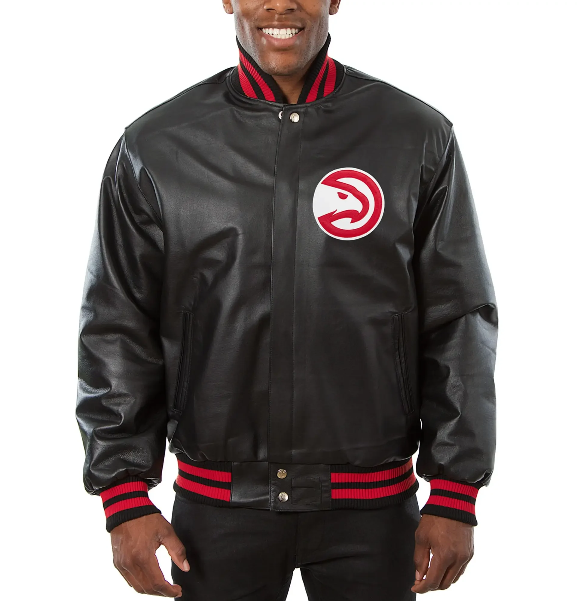 Atlanta Hawks Black Leather Varsity Jacket Team jacket 1