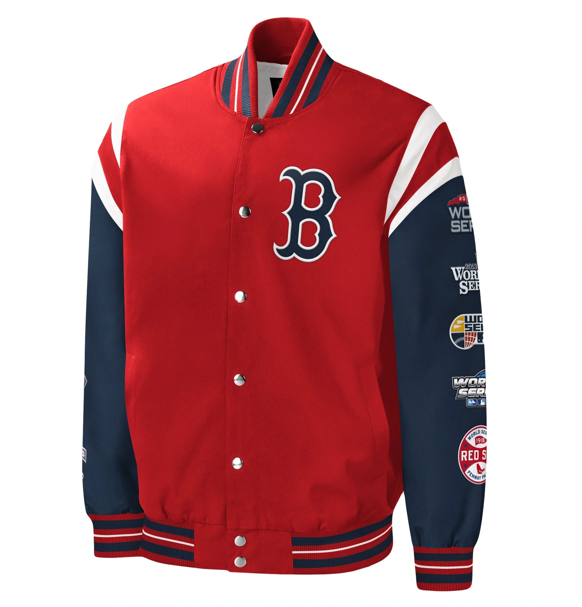 Boston Red Sox G III Sports by Carl Banks Full Snap Satin Varsity Jacket TeamJacketShop