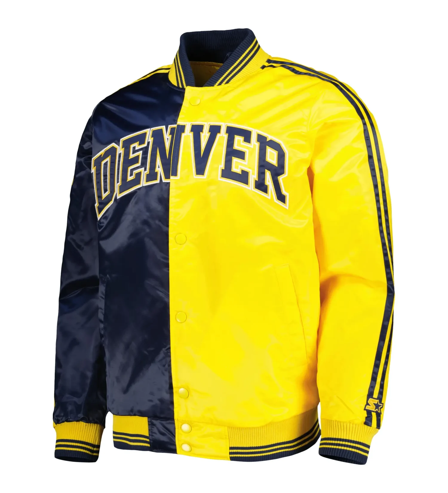 Denver-Nuggets-Satin-Varsity-Jacket-Navy-Gold-team jacket 1