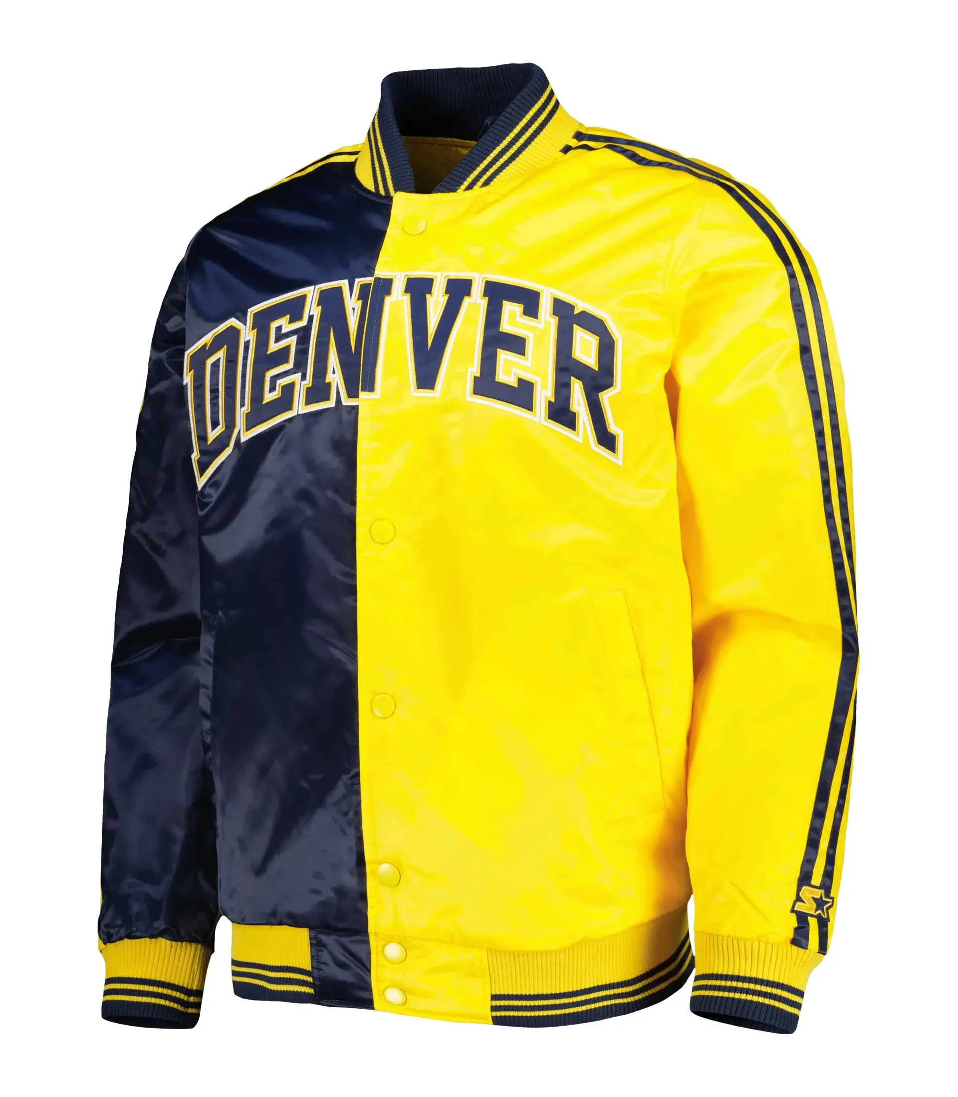 Denver-Nuggets-Satin-Varsity-Jacket-Navy-Gold-team jacket 1