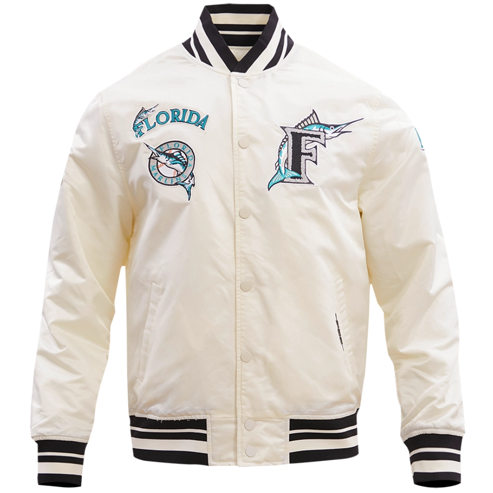 Florida Marlins Retro Classic Rib Satin Varsity Jacket 1