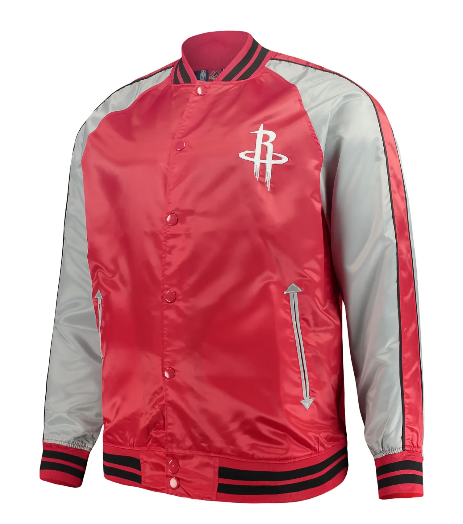 Houston Rockets Majestic Big Tall Red Satin Full Snap Jacket TeamJacketShop