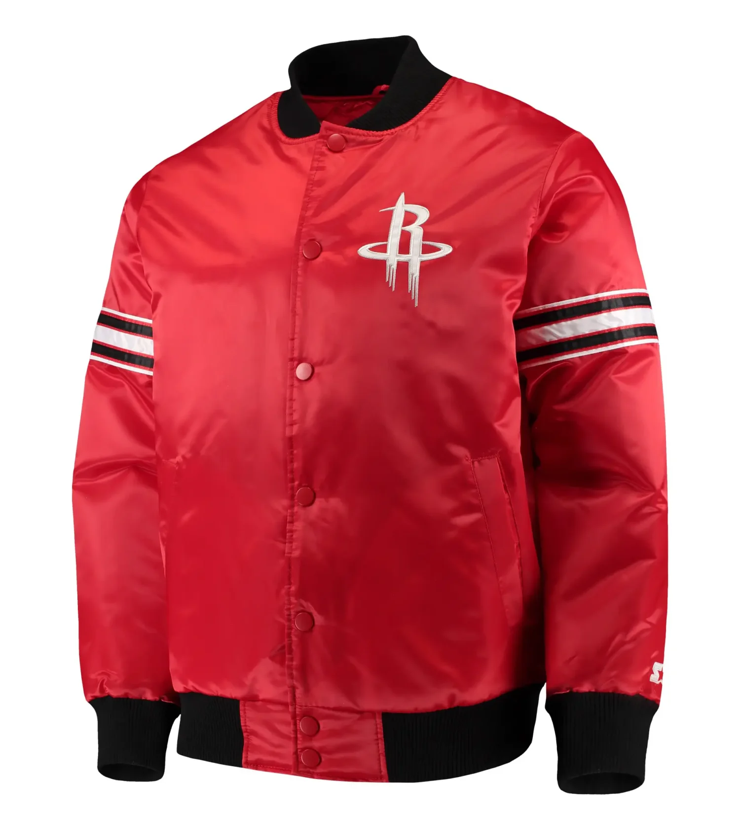 Houston Rockets Starter The Draft Pick Full Snap Red Satin Varsity Jacket TeamJacketShop