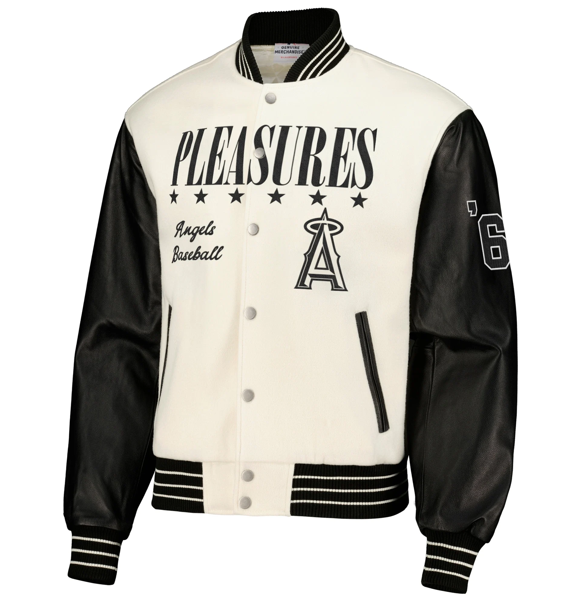 Los Angeles Angels PLEASURES Full Snap Wool Leather Varsity Jacket tam jacket 1