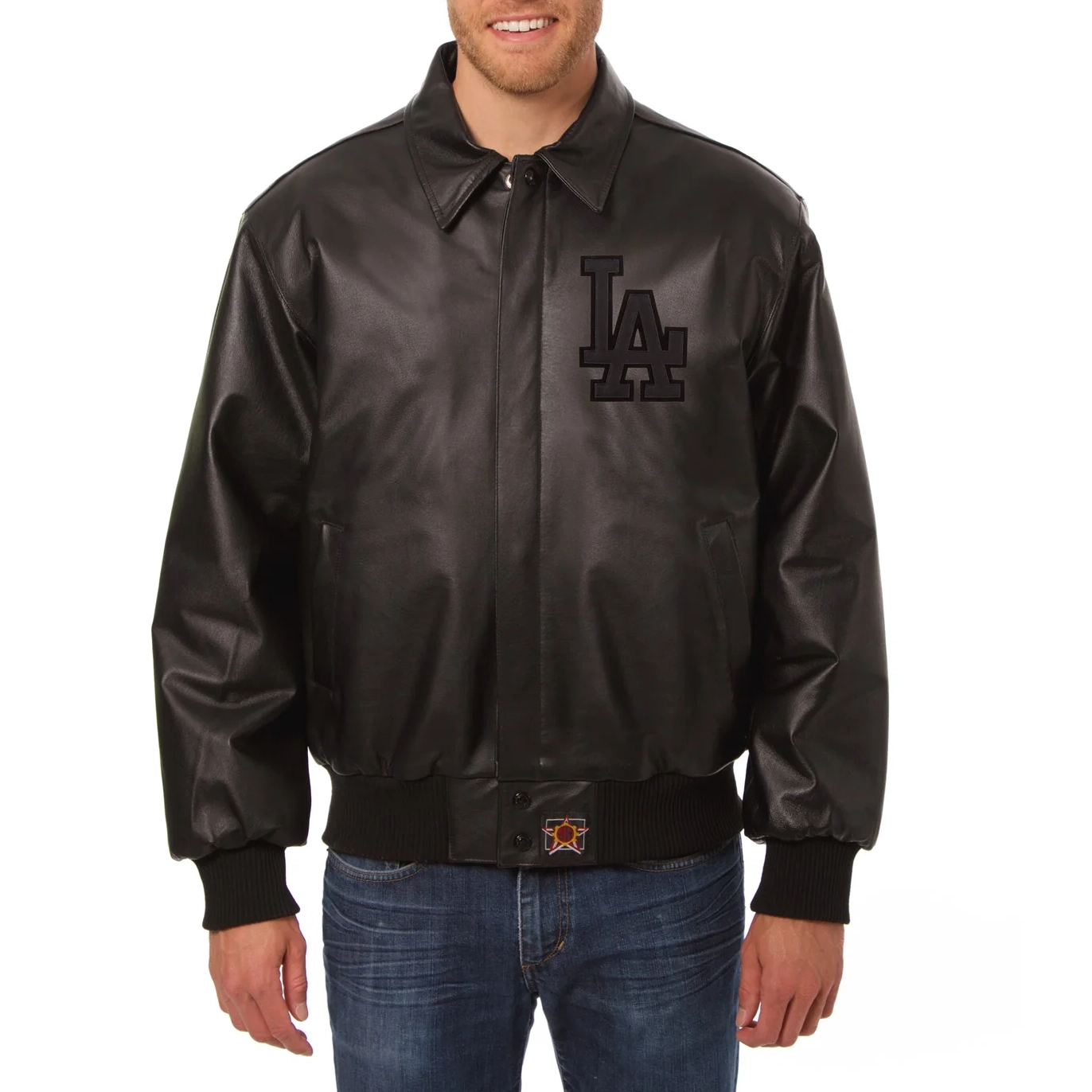 Los Angeles Dodgers Full Leather Bomber Varsity Jacket Black 1