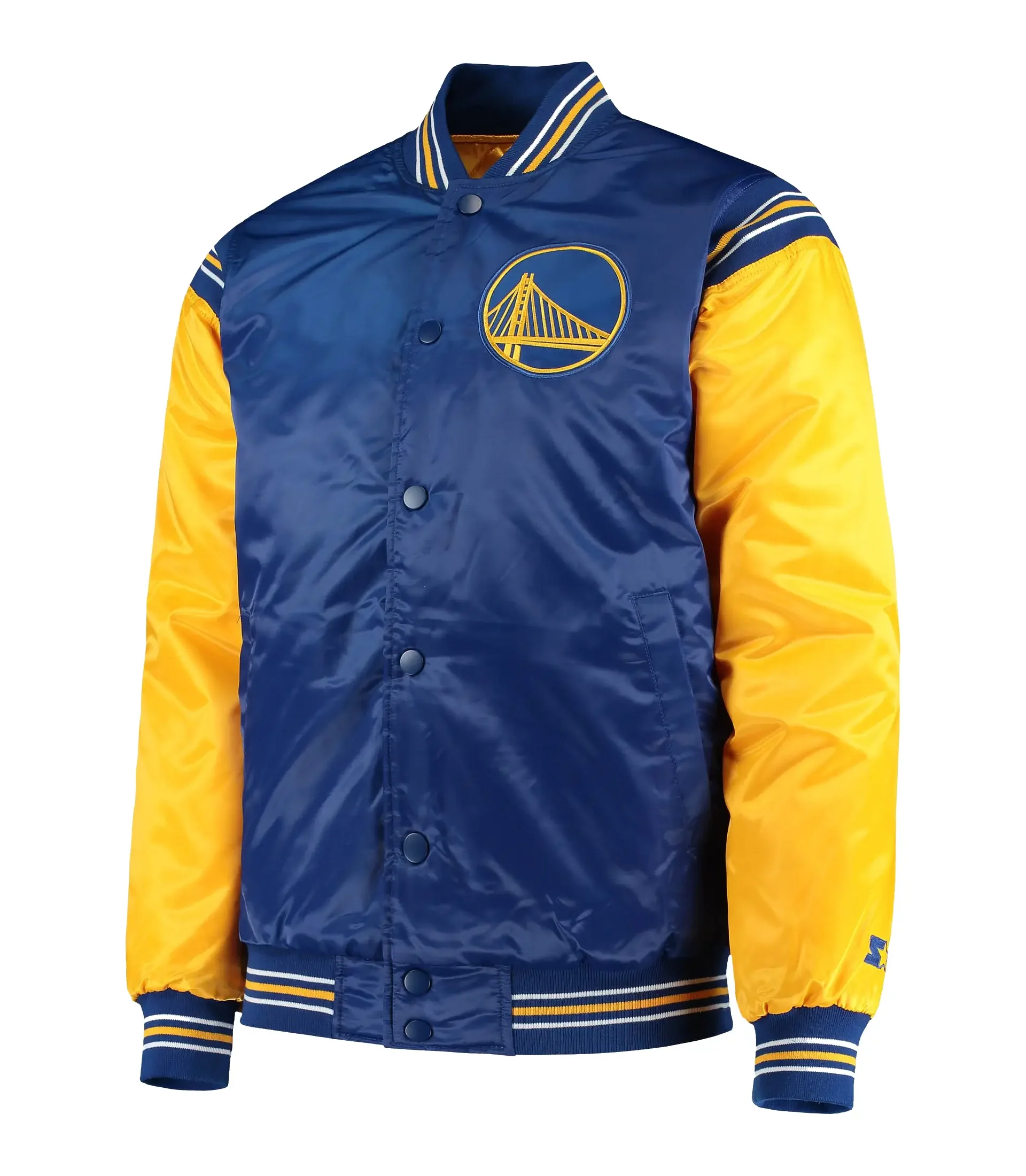 Mens Golden State Warriors The Enforcer Varsity Satin Full Snap TeamJacketShop