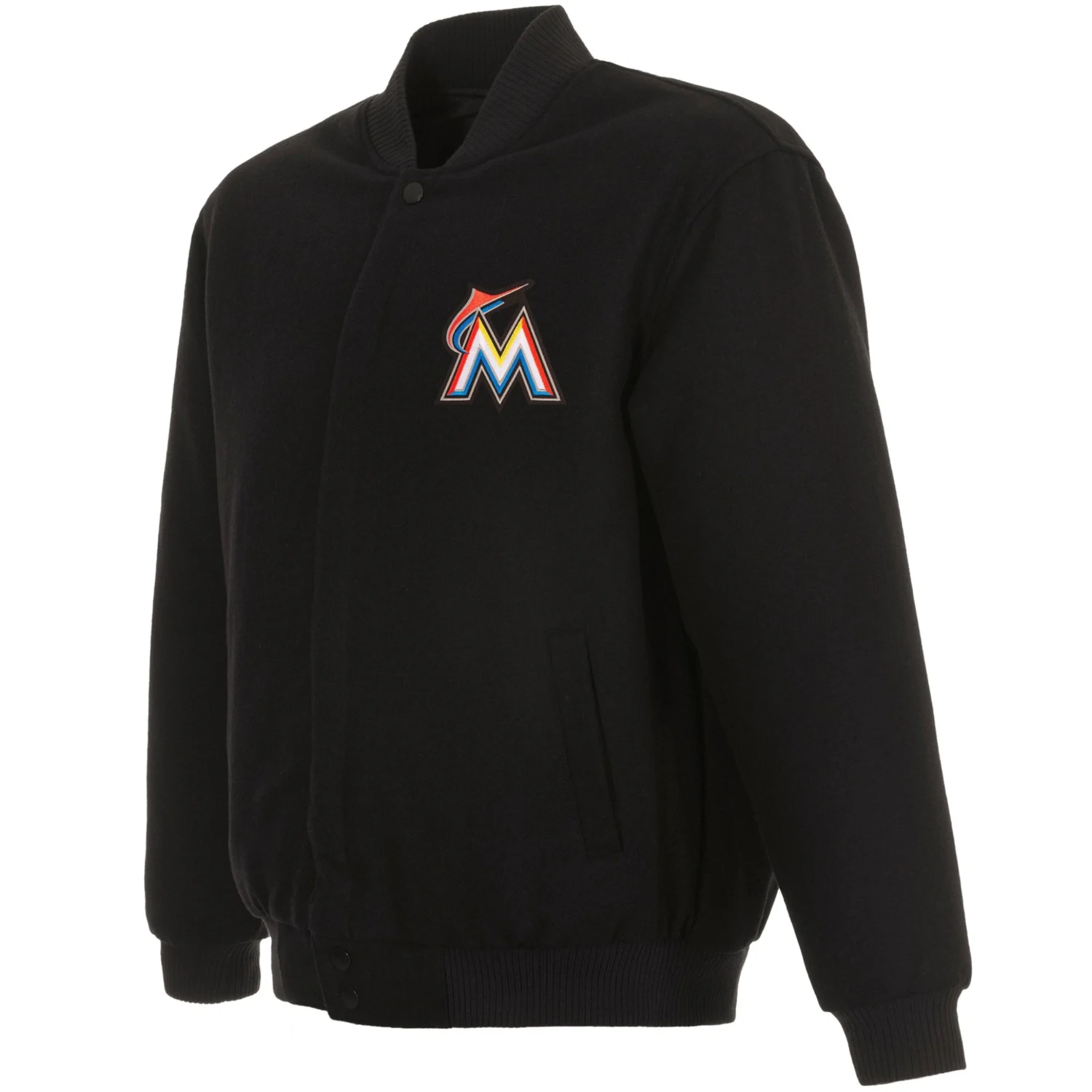 Miami-Marlins-Classic-Rib-Knitted-Black-Wool-Varsity-Jacket-team jacket 1