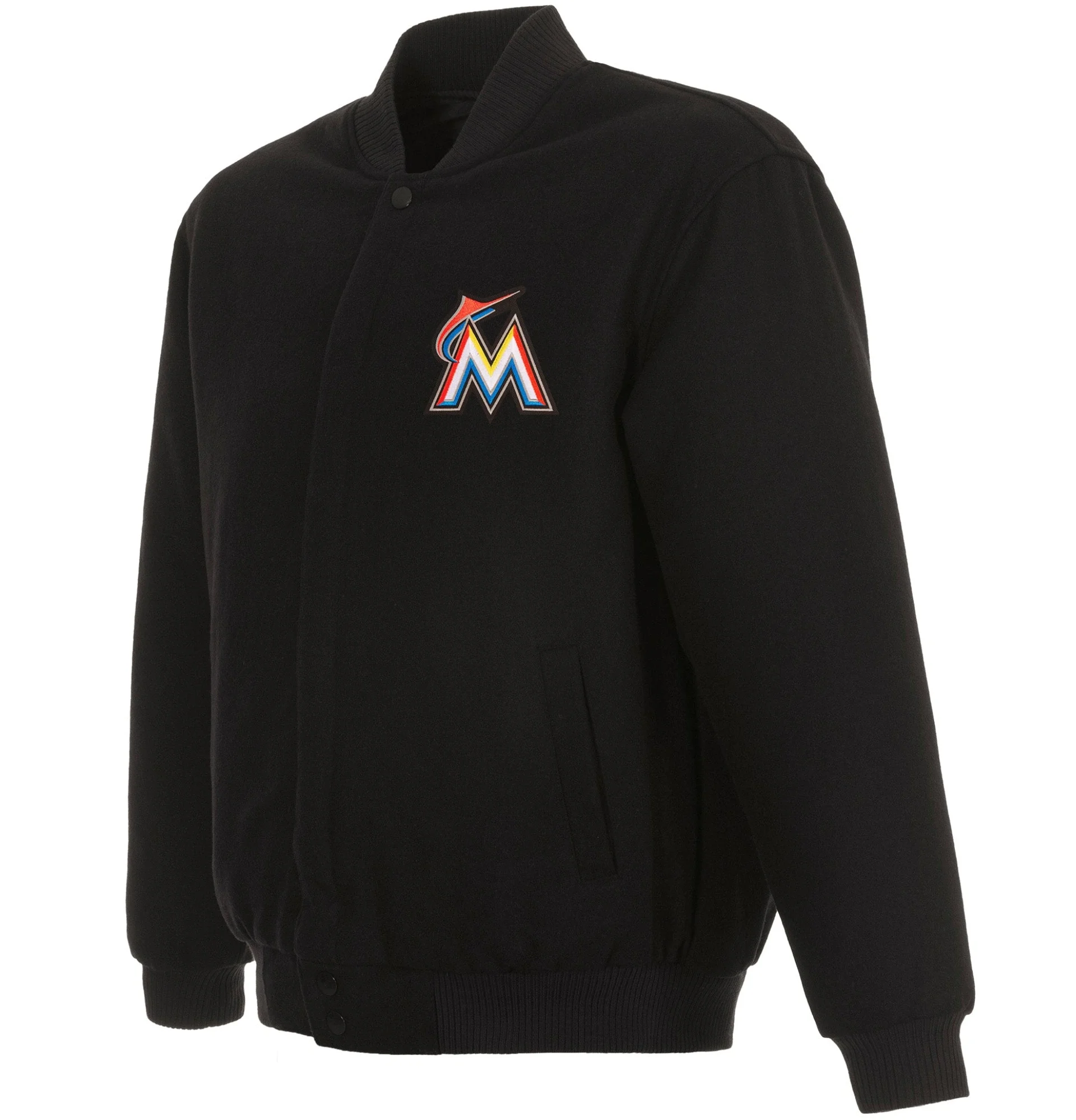 Miami-Marlins-Classic-Rib-Knitted-Black-Wool-Varsity-Jacket-team jacket 1