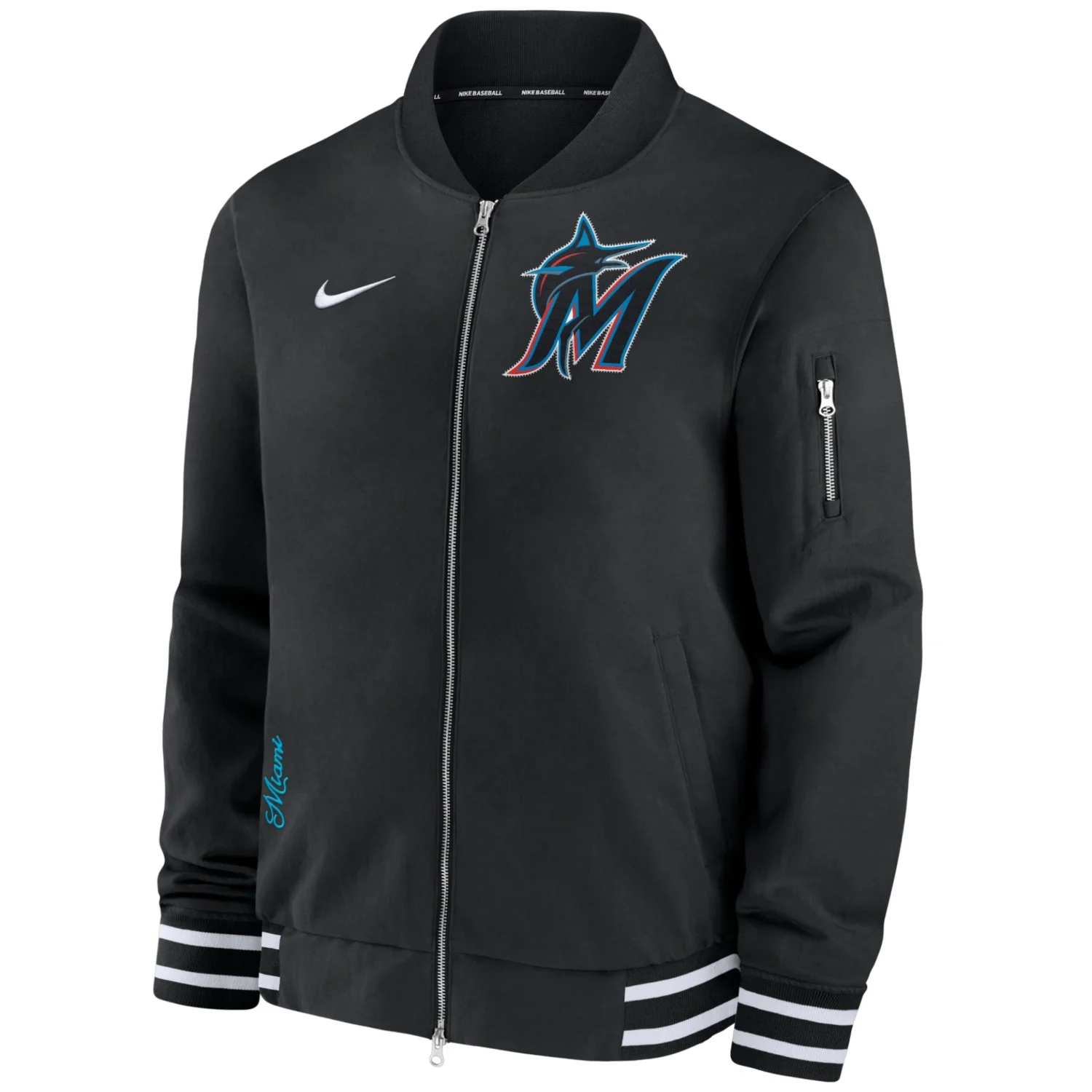 Miami Marlins Nike Full Zip Bomber Black Varsity Jacket Team jacket 1