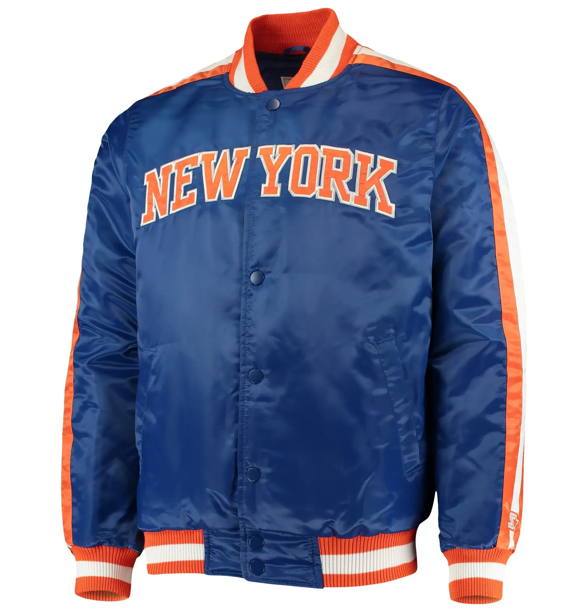 New York Knicks Varsity Satin Blue Jacket team jacket