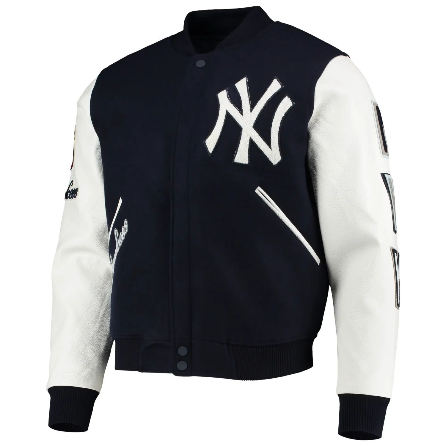 New York Yankees Pro Standard Logo Full Zip Navy White Varsity Jacket TeamJacketShop