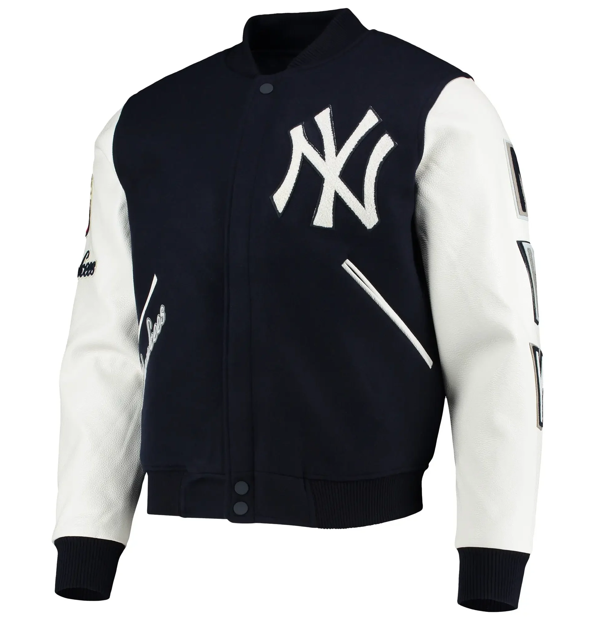 New York Yankees Pro Standard Logo Full Zip Navy White Varsity Jacket TeamJacketShop