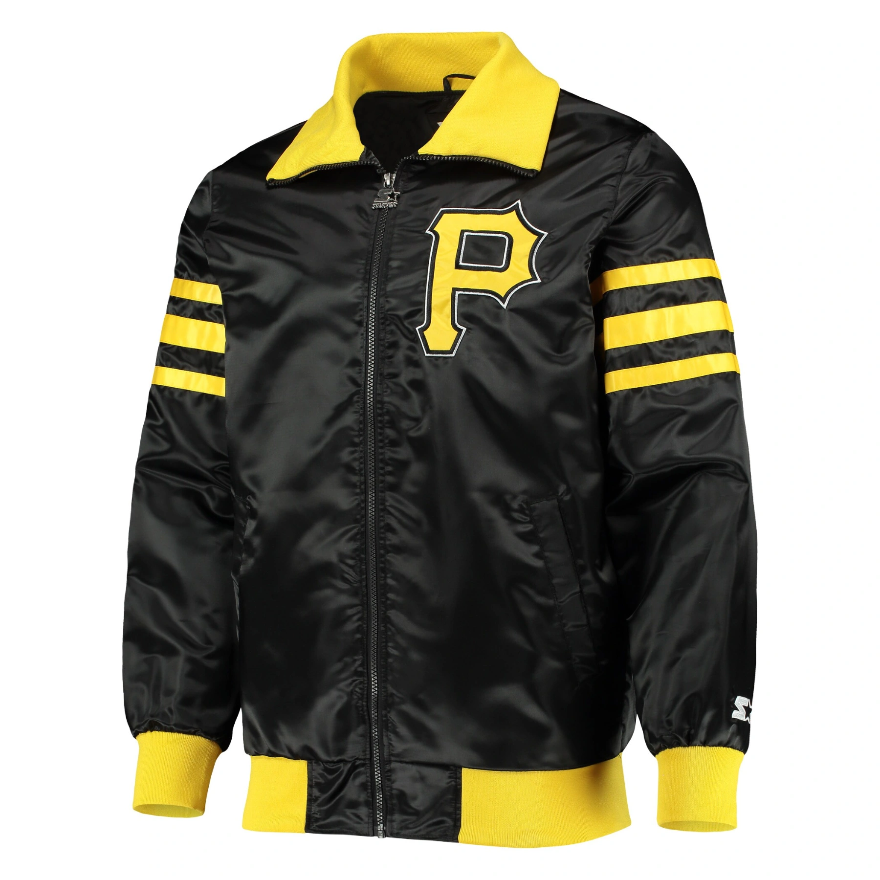 Pittsburgh Pirates The Captain II Satin Varsity Jacket Black 1