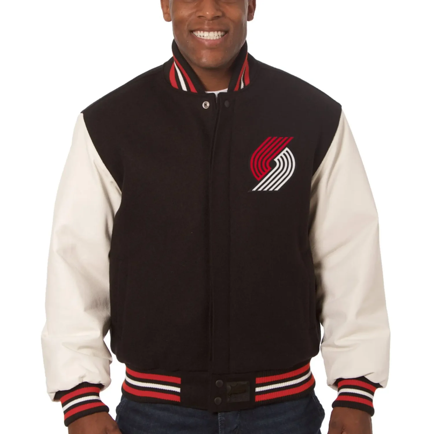 Portland-Trail-Blazers-Domestic-Black-Wool-Leather-Jacket-Team jacket 1