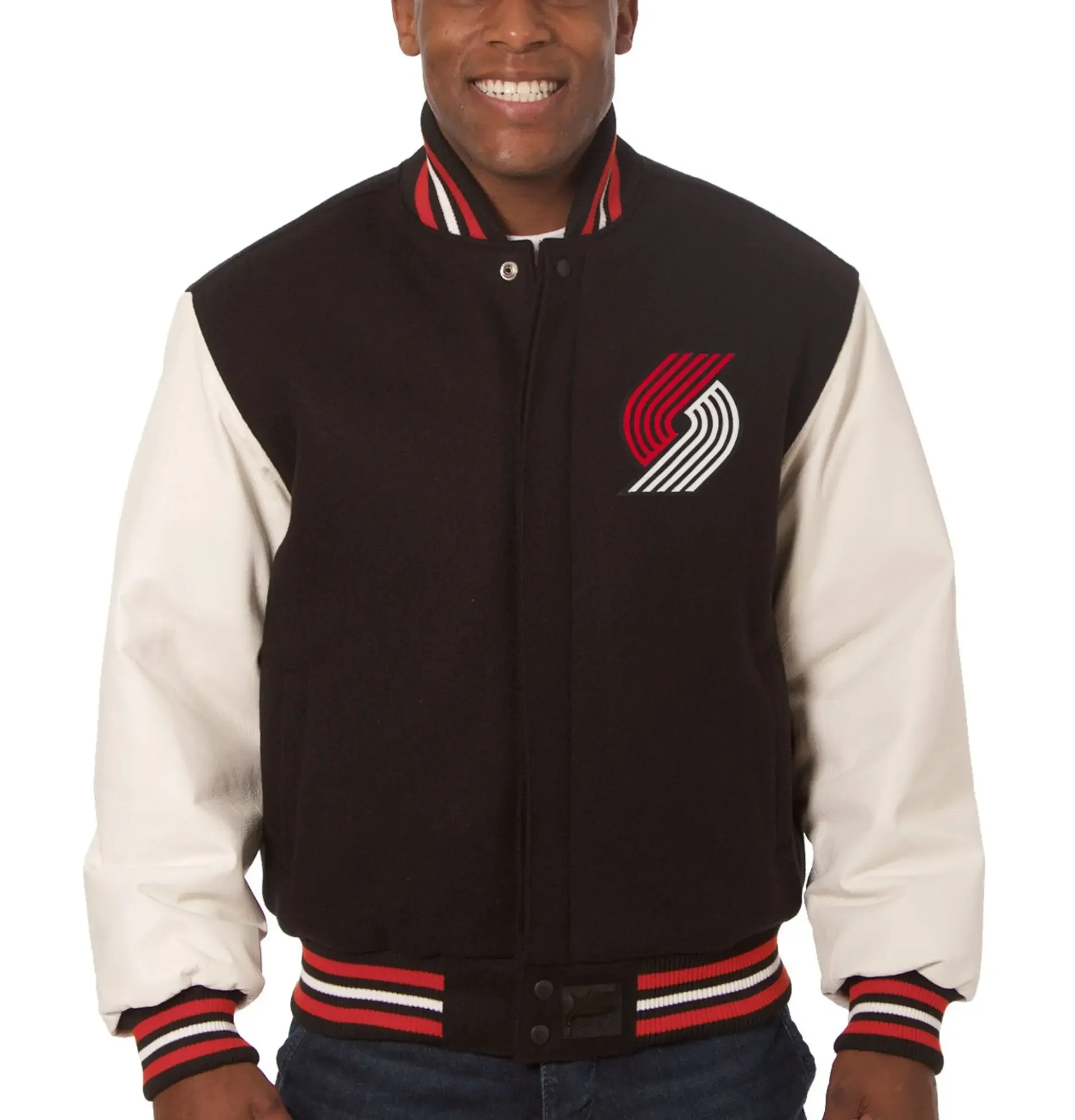 Portland-Trail-Blazers-Domestic-Black-Wool-Leather-Jacket-Team jacket 1