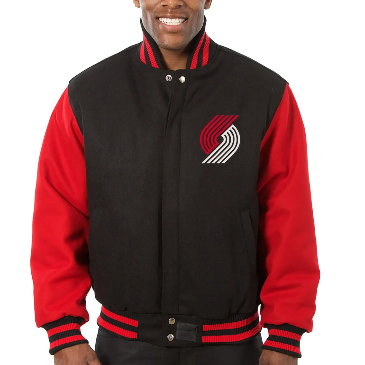 Portland Trail Blazers Wool Varsity Jacket Black Red team jacket 1