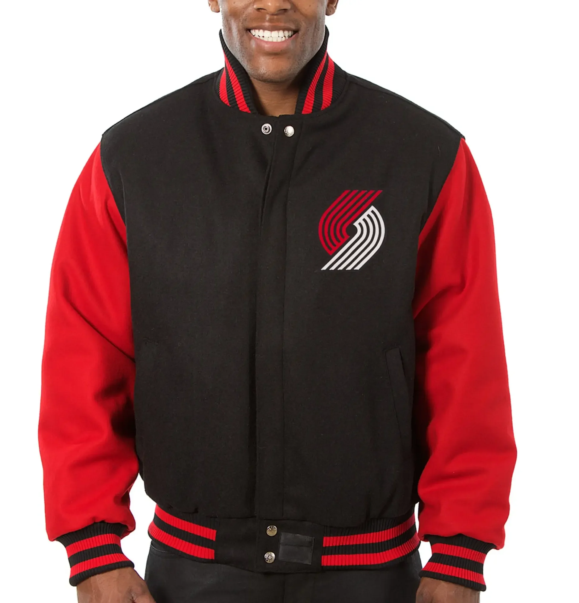 Portland Trail Blazers Wool Varsity Jacket Black Red team jacket 1