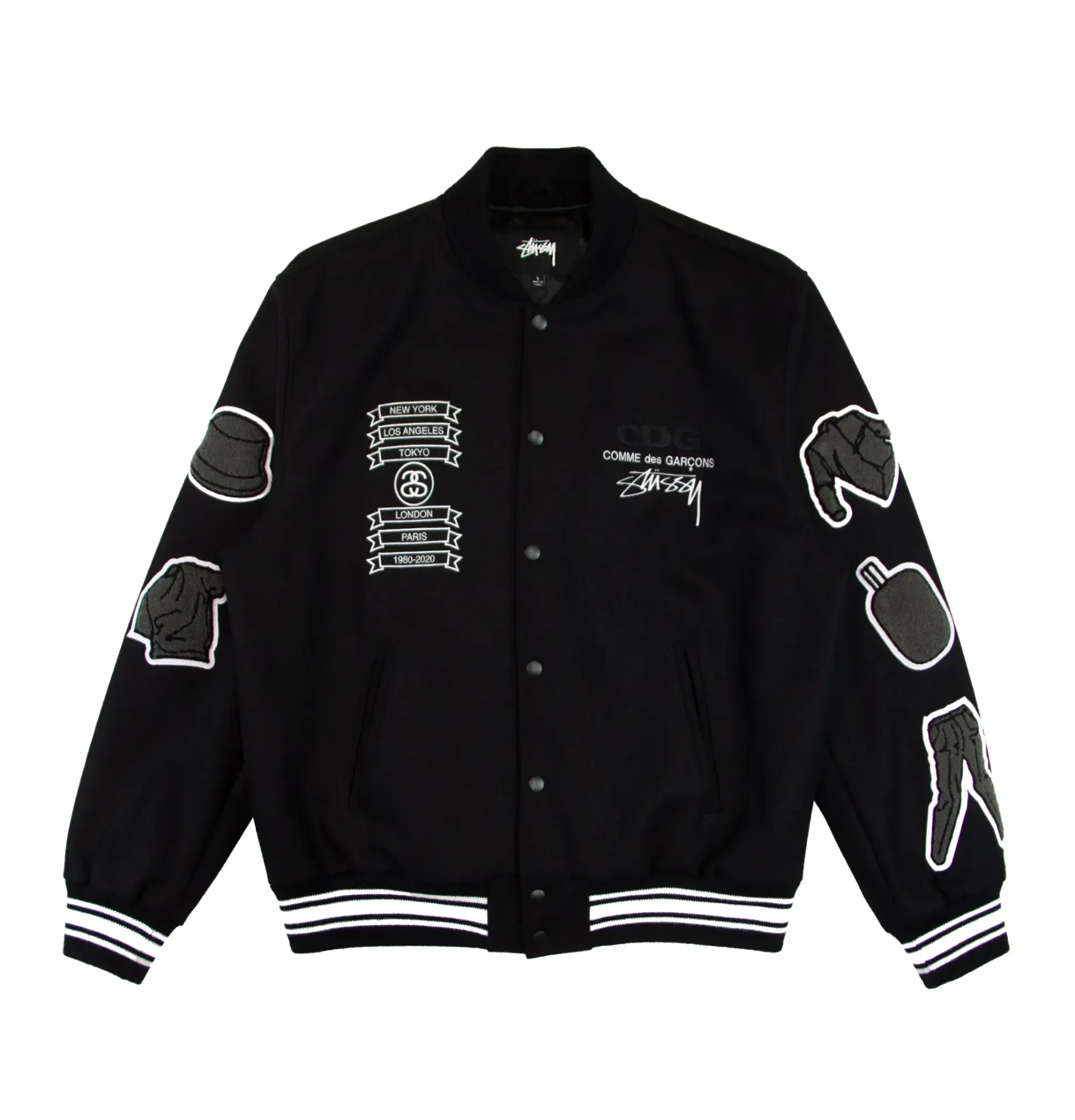 01 Stussy CDG 40th Anniversary Varsity Jacket