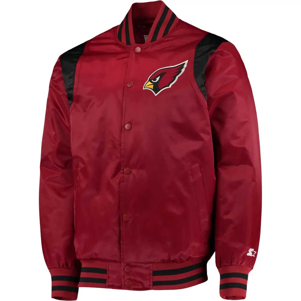 Arizona Cardinals Starter Prime Time Twill Full Snap Satin Varsity Jacket 1 1