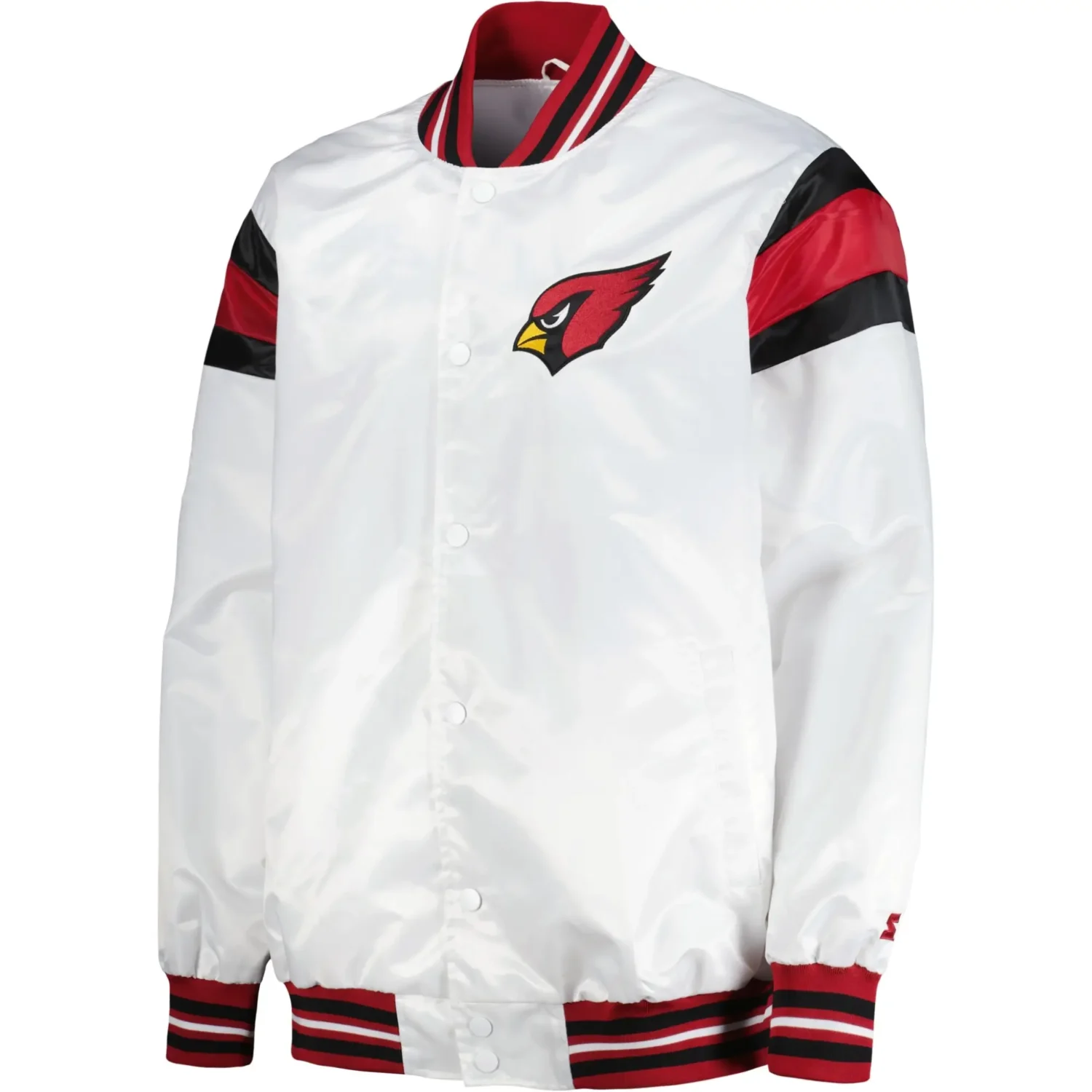 Arizona Cardinals Starter Vintage Full Snap Satin Varsity White Jacket 1 1