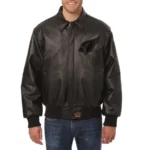 Arizona Cardinals Tonal Full Leather Bomber Black Jacket