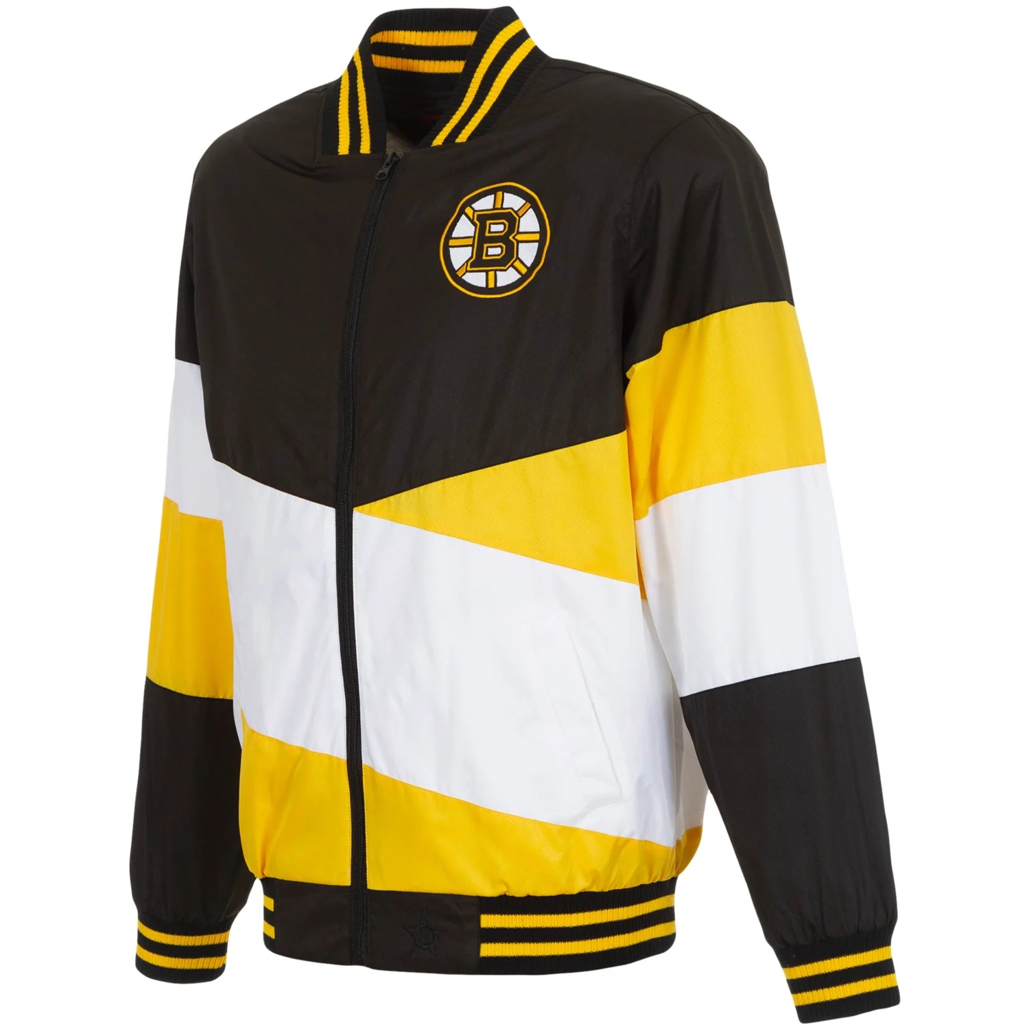 Boston Bruins Black Gold Full Zip Fleece Varsity Jacket TeamJacketShop