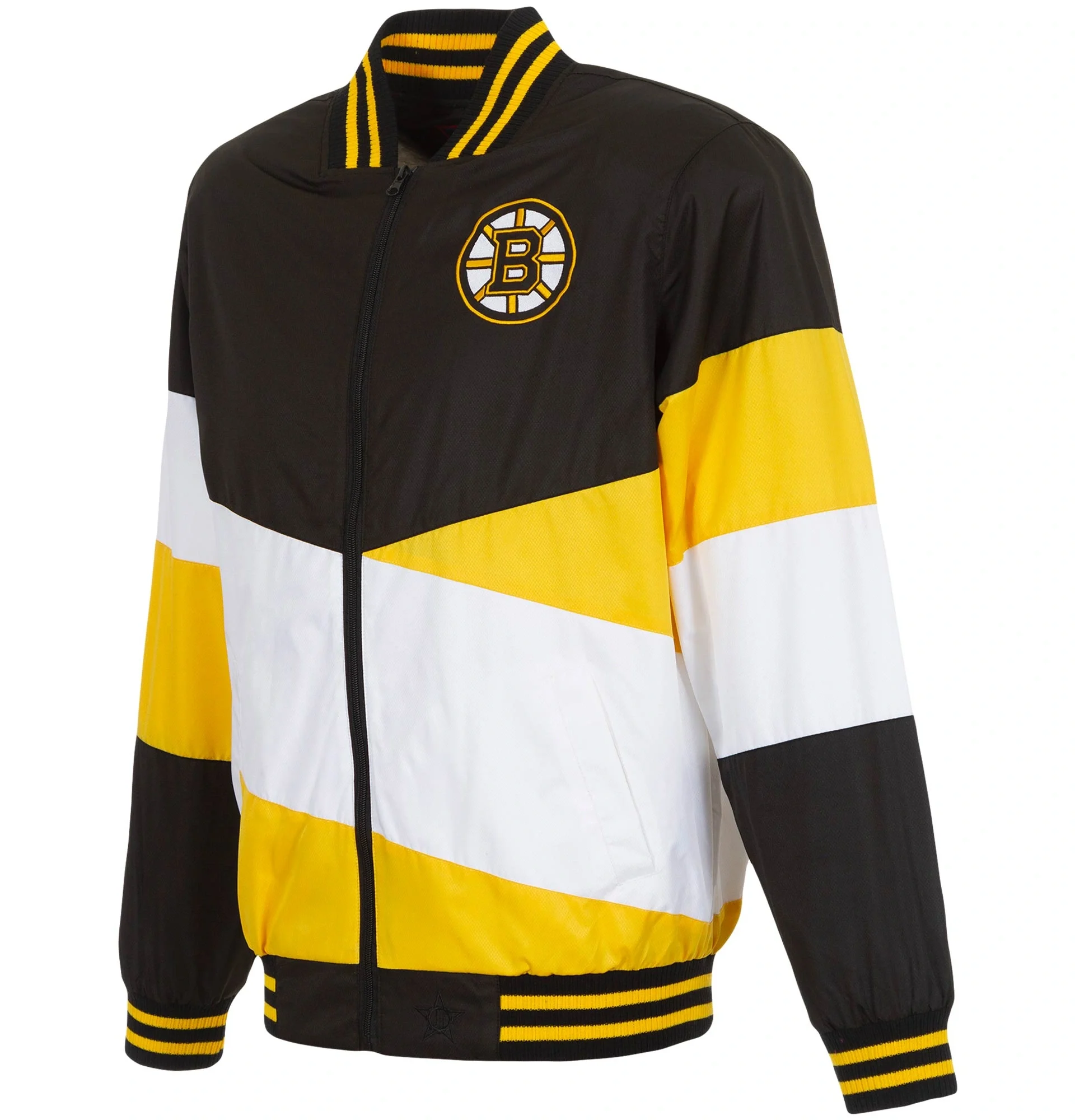 Boston Bruins Black Gold Full Zip Fleece Varsity Jacket TeamJacketShop