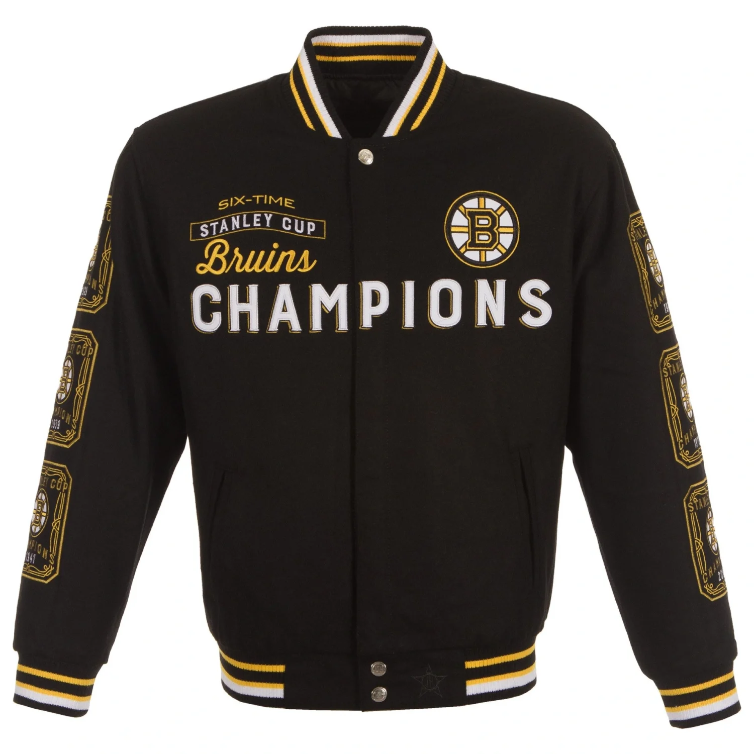 Boston Bruins Commemorative Reversible Wool Championship Black Varsity Jacket TeamJacketShop