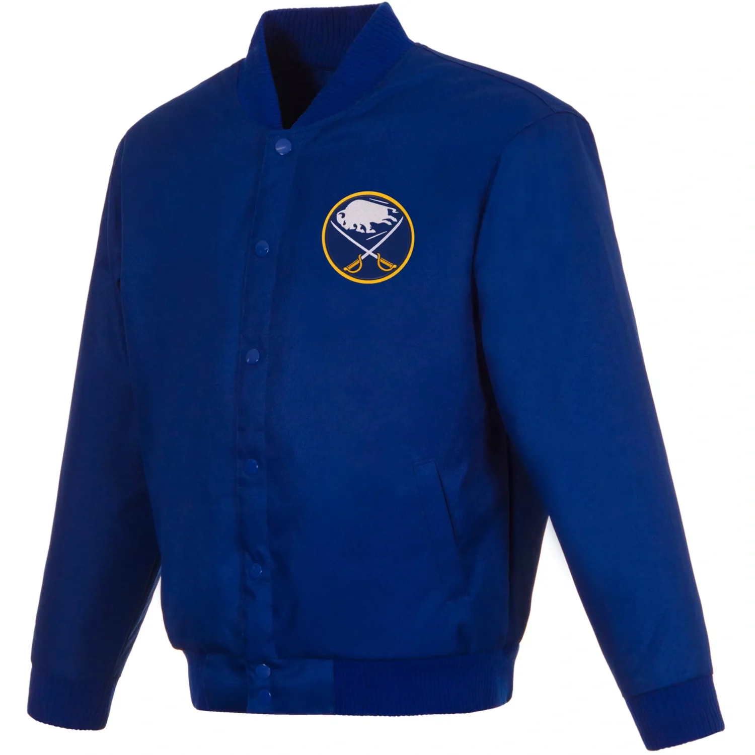 Buffalo Sabres Twill Full Snap Polyester Varsity Royal Jacket TeamJacketShop 2