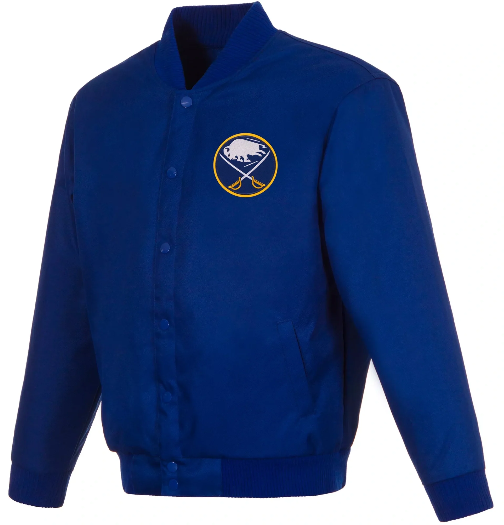 Buffalo Sabres Twill Full Snap Polyester Varsity Royal Jacket TeamJacketShop 2