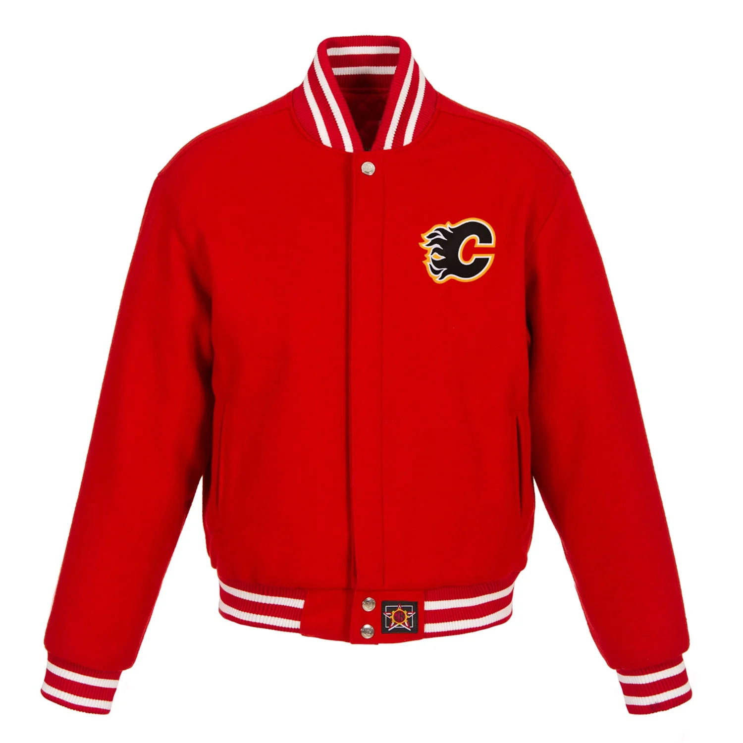 Calgary Flames Domestic Embroidered Red Wool Varsity Jacket 1