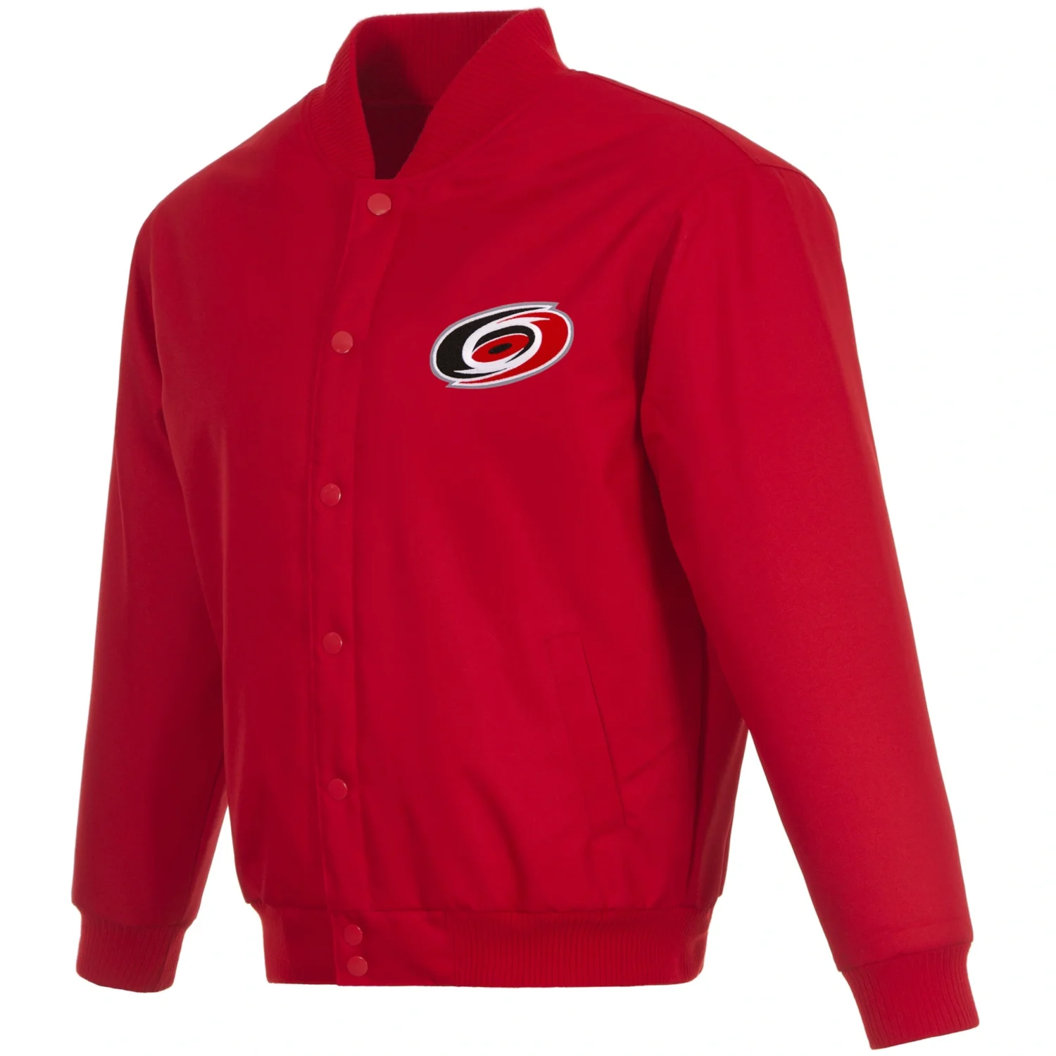 Carolina Hurricanes Rib Knitted Polyester Red Varsity Jacket TeamJacketShop