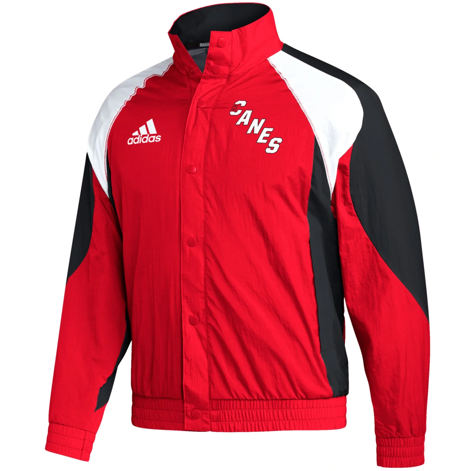 Carolina Hurricanes adidas Reverse Retro 2.0 Full Snap Red Varsity Jacket TeamJacketShop