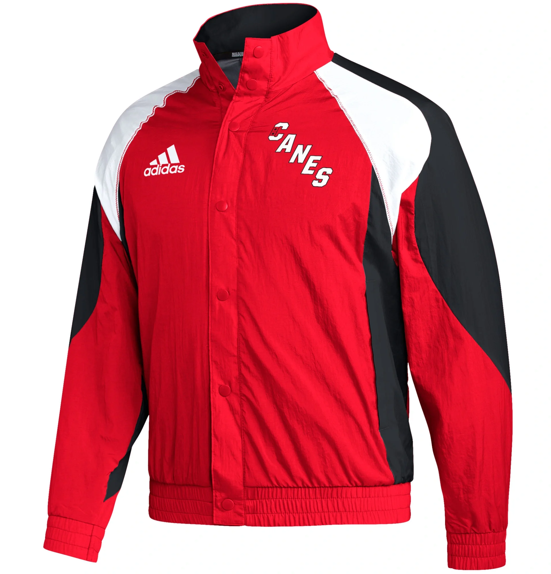 Carolina Hurricanes adidas Reverse Retro 2.0 Full Snap Red Varsity Jacket TeamJacketShop