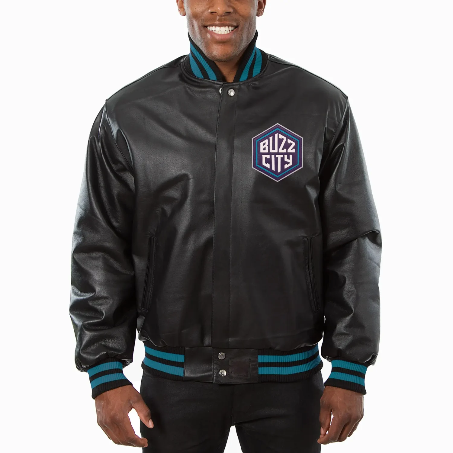 Charlotte Hornets Varsity Jacket Black Leather team jacket 1