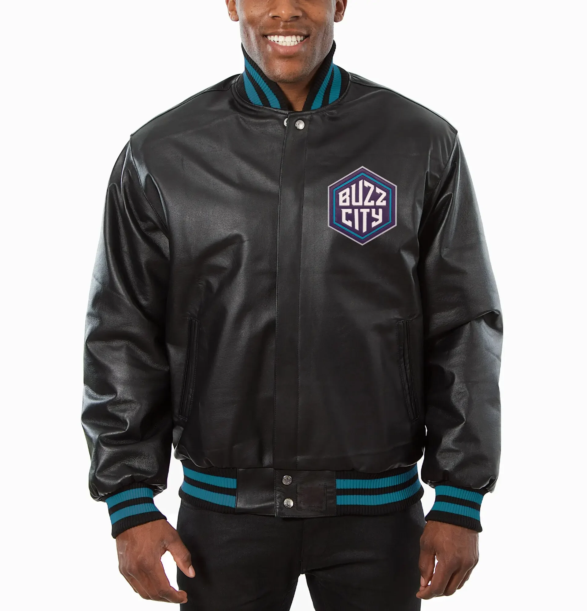 Charlotte Hornets Varsity Jacket Black Leather team jacket 1