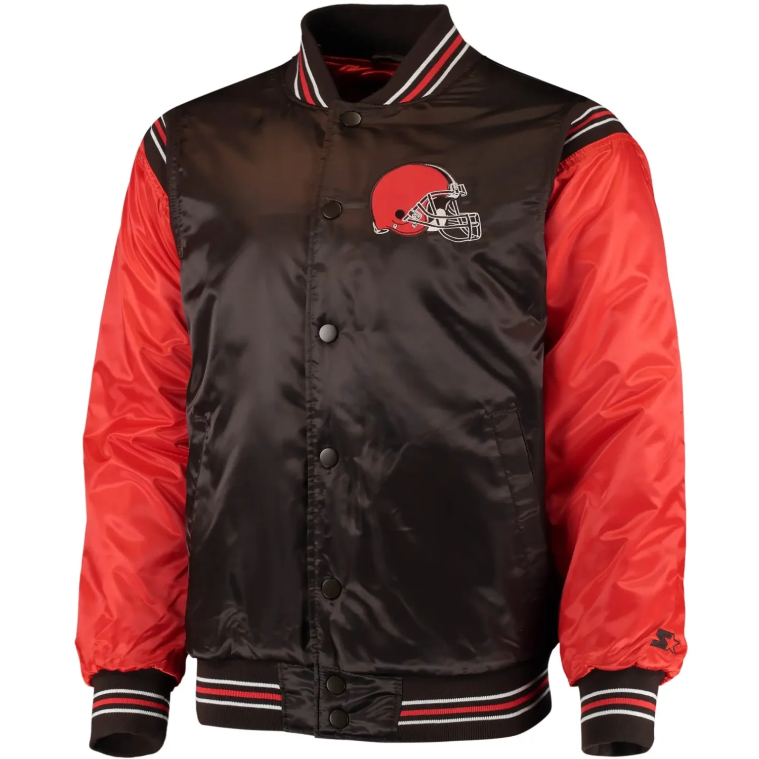 Cleveland Browns Starter Enforcer Full Snap Satin Varsity Jacket TeamJacketShop