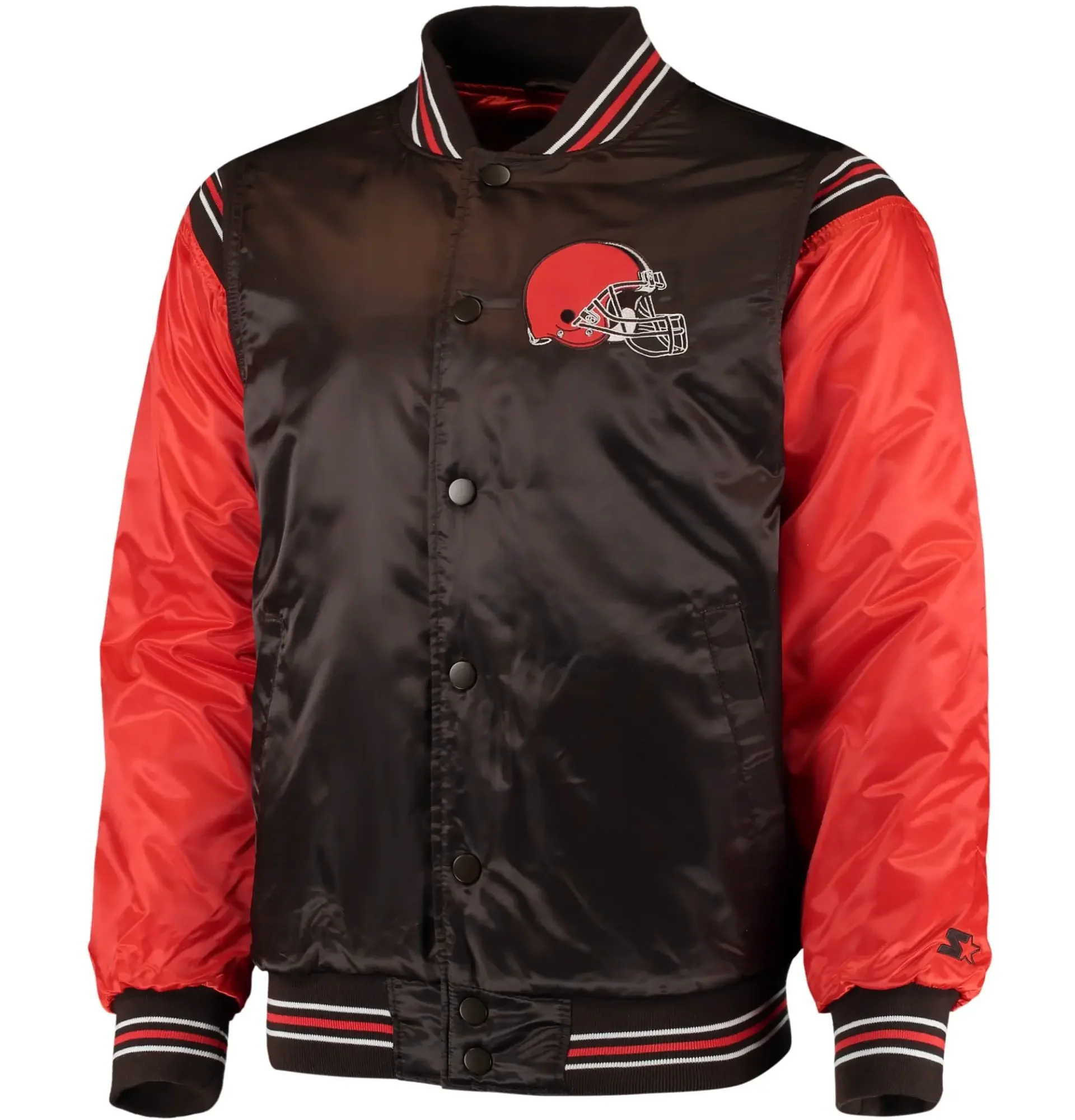 Cleveland Browns Starter Enforcer Full Snap Satin Varsity Jacket TeamJacketShop