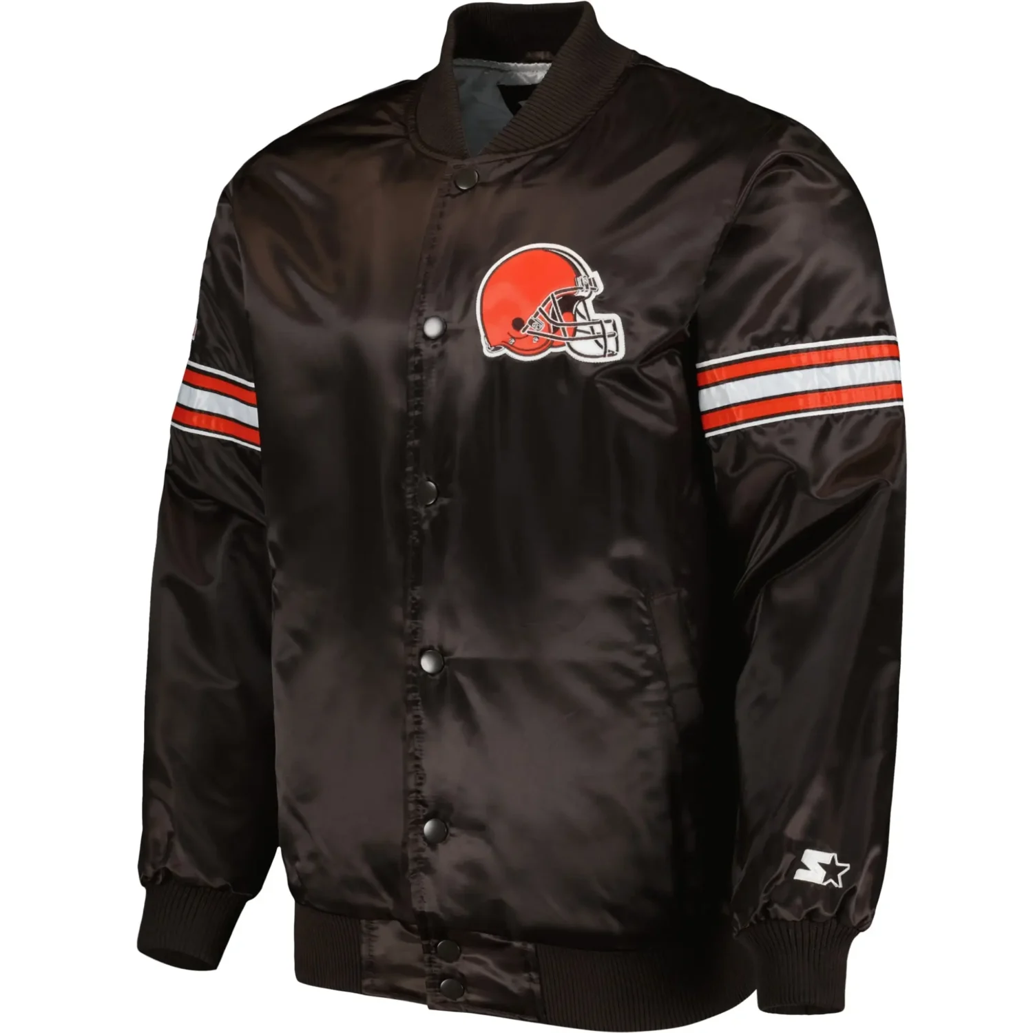 Cleveland Browns Starter The Pick and Roll Full Snap Satin Varsity Jacket TeamJacketShop