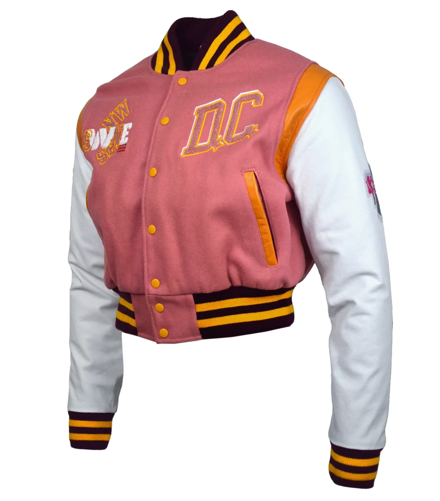 DC Proper Pink Washington Commanders Womens Cropped Varsity Jacket team jacket 1