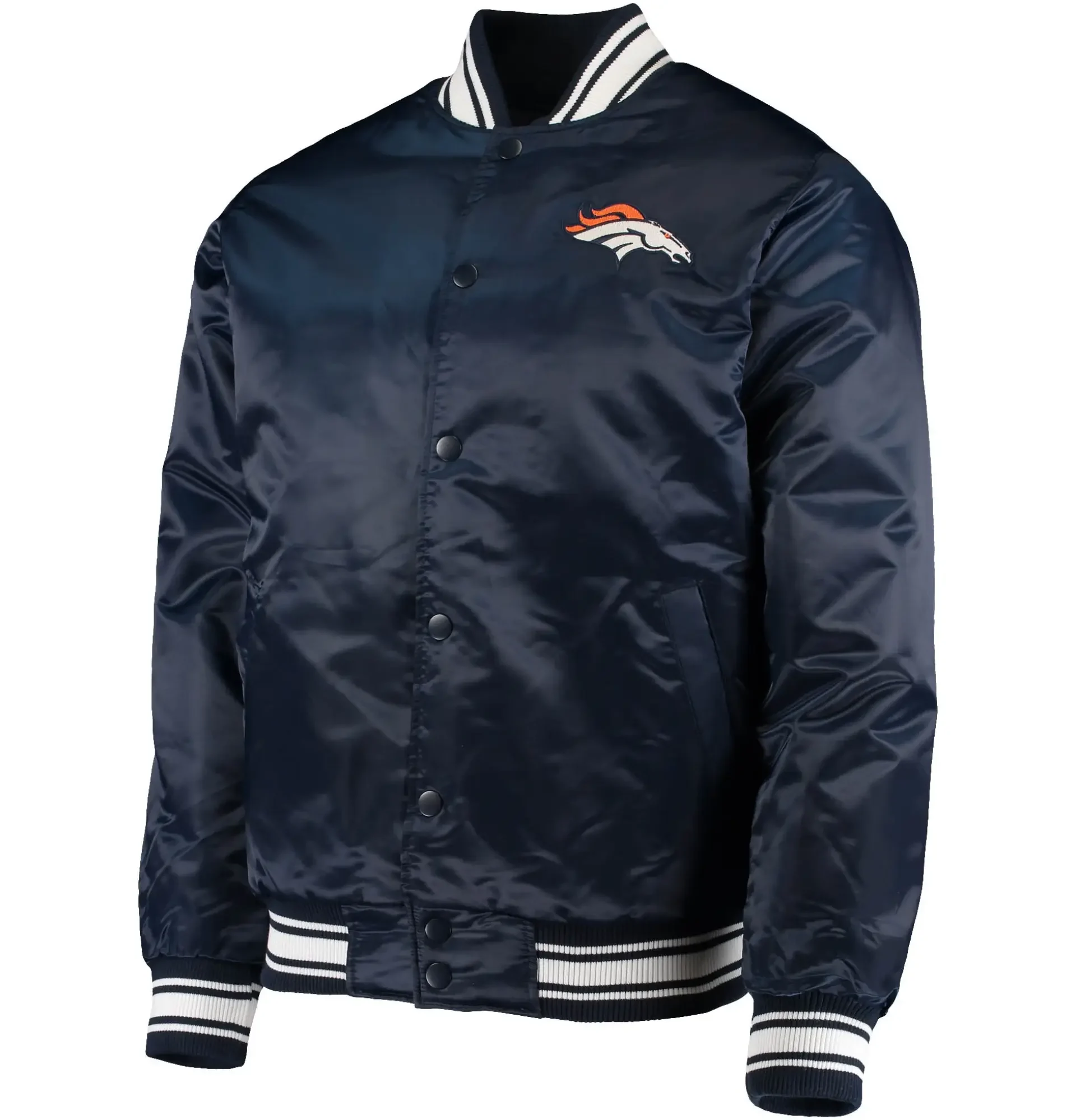 Denver Broncos Classic Ribbed Satin Varsity Jacket team jacket 1