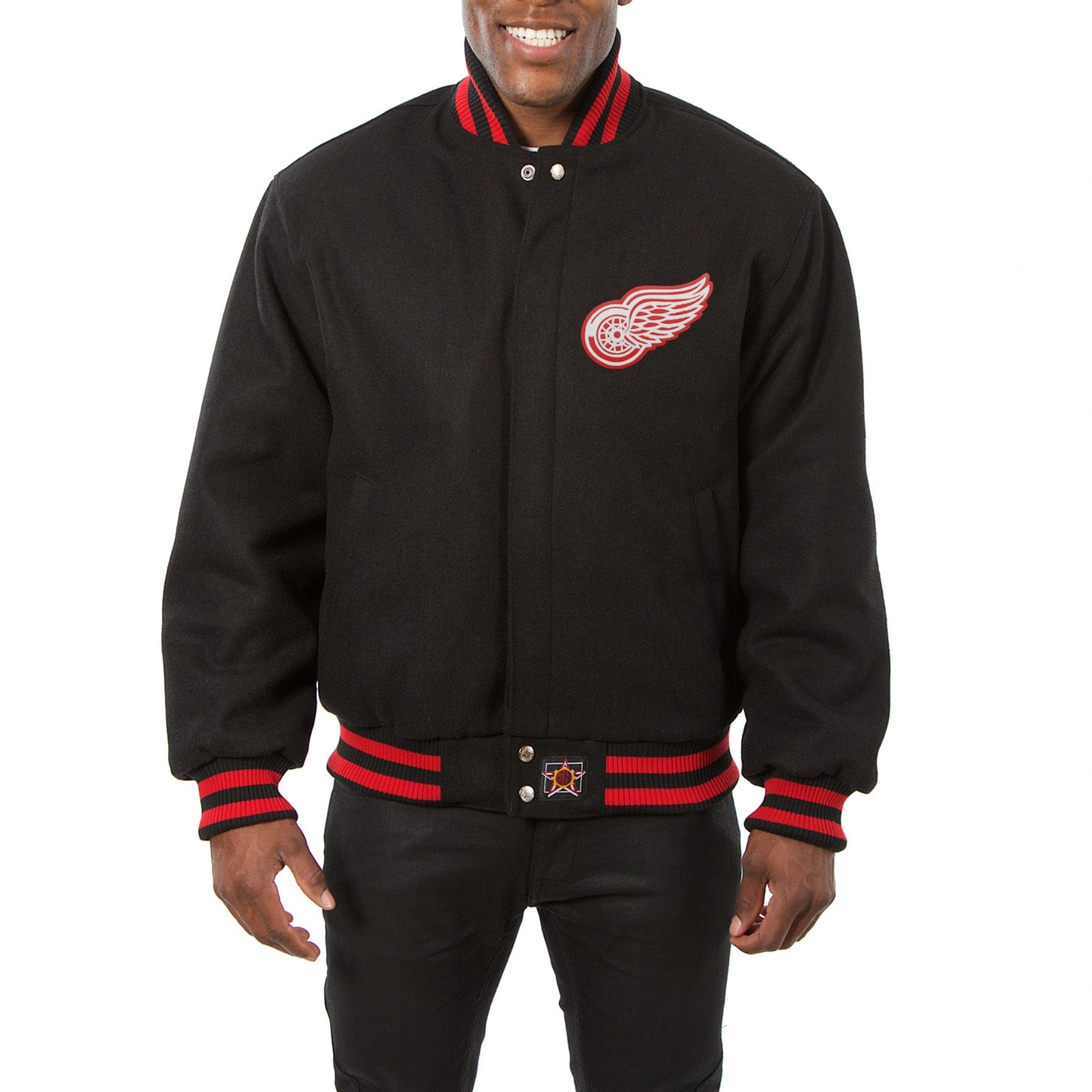 Detroit Red Wings One Color Wool Varsity Jacket Black TeamJacketShop