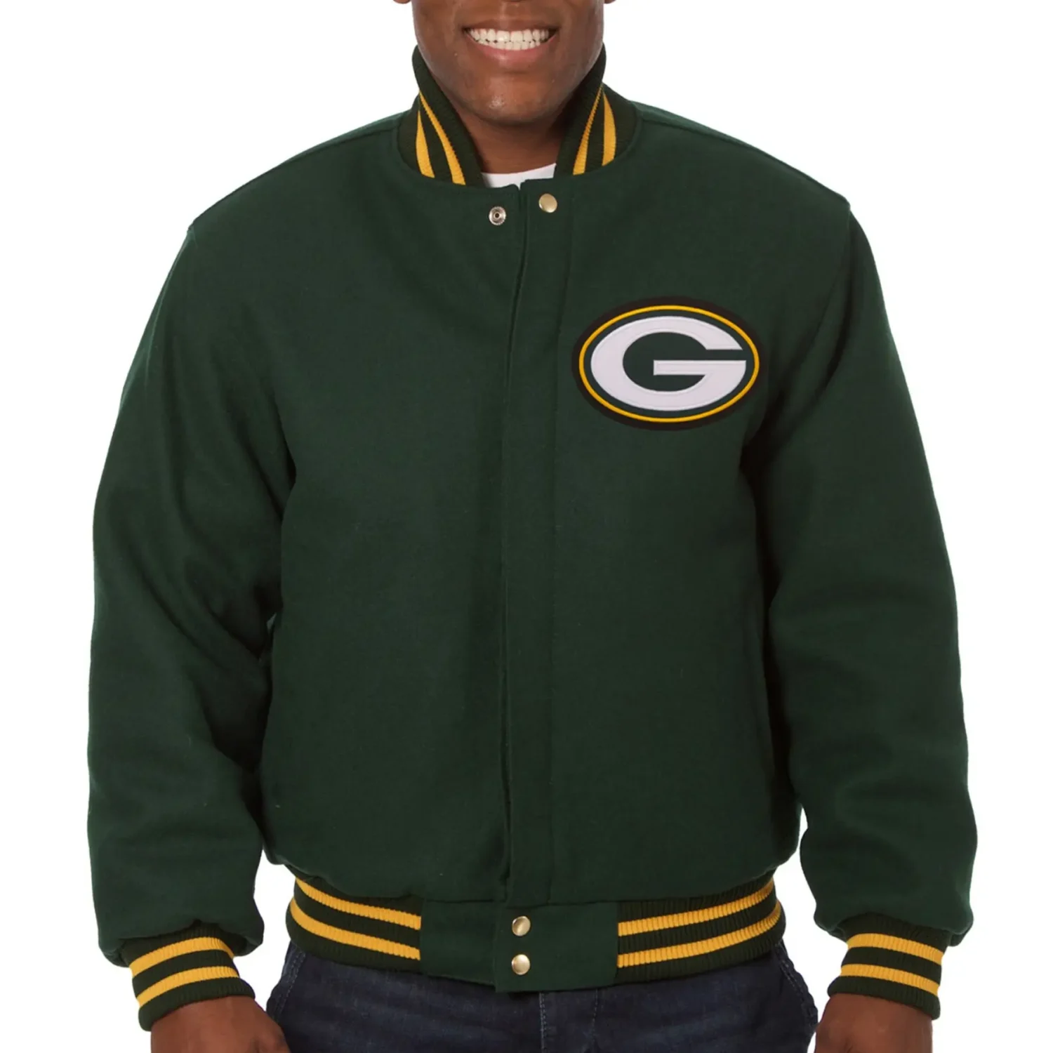 Green Bay Packers Classic Rib Wool Varsity Green Jacket team jacket 1