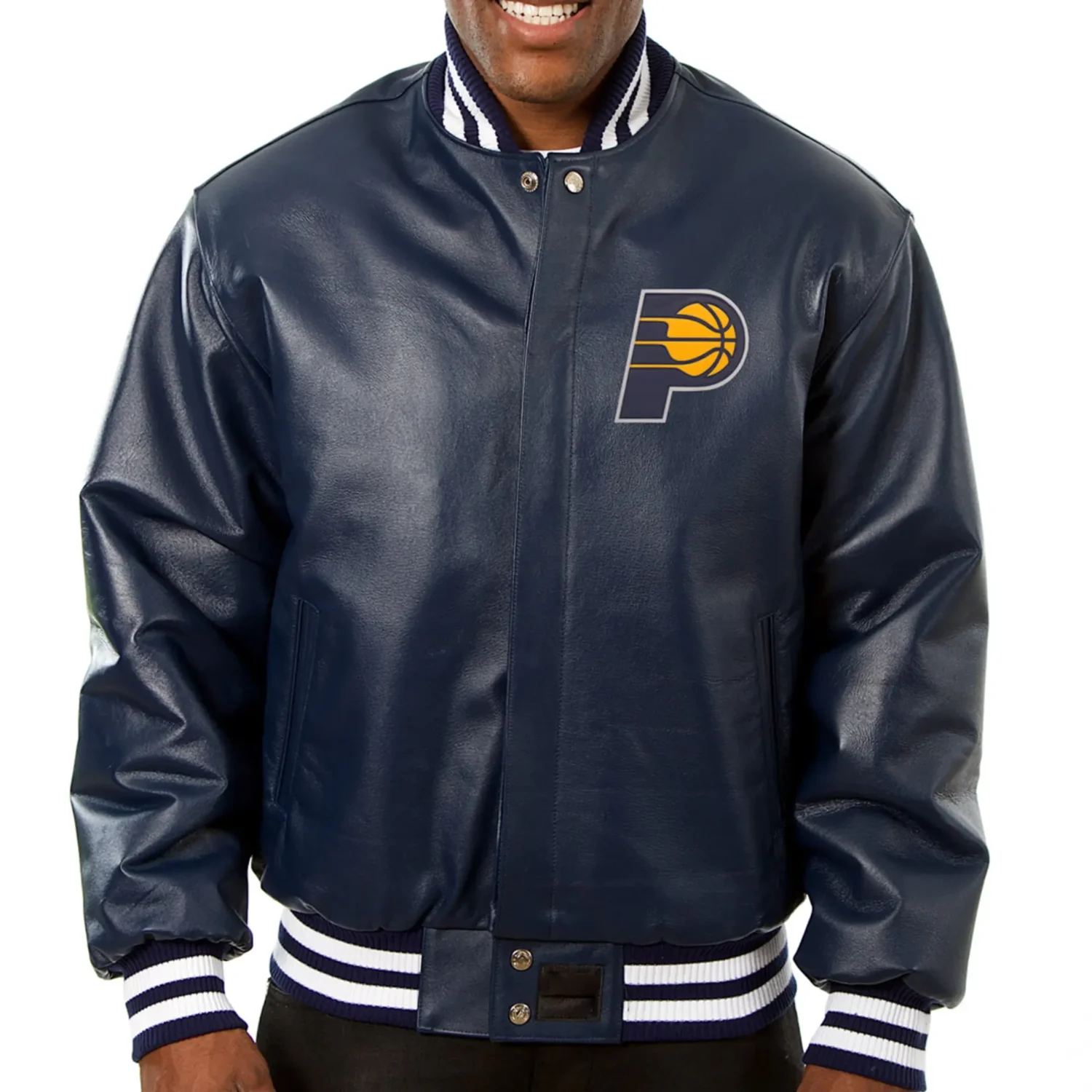 Indiana Pacers Leather Varsity Navy Jacket team jacket 1