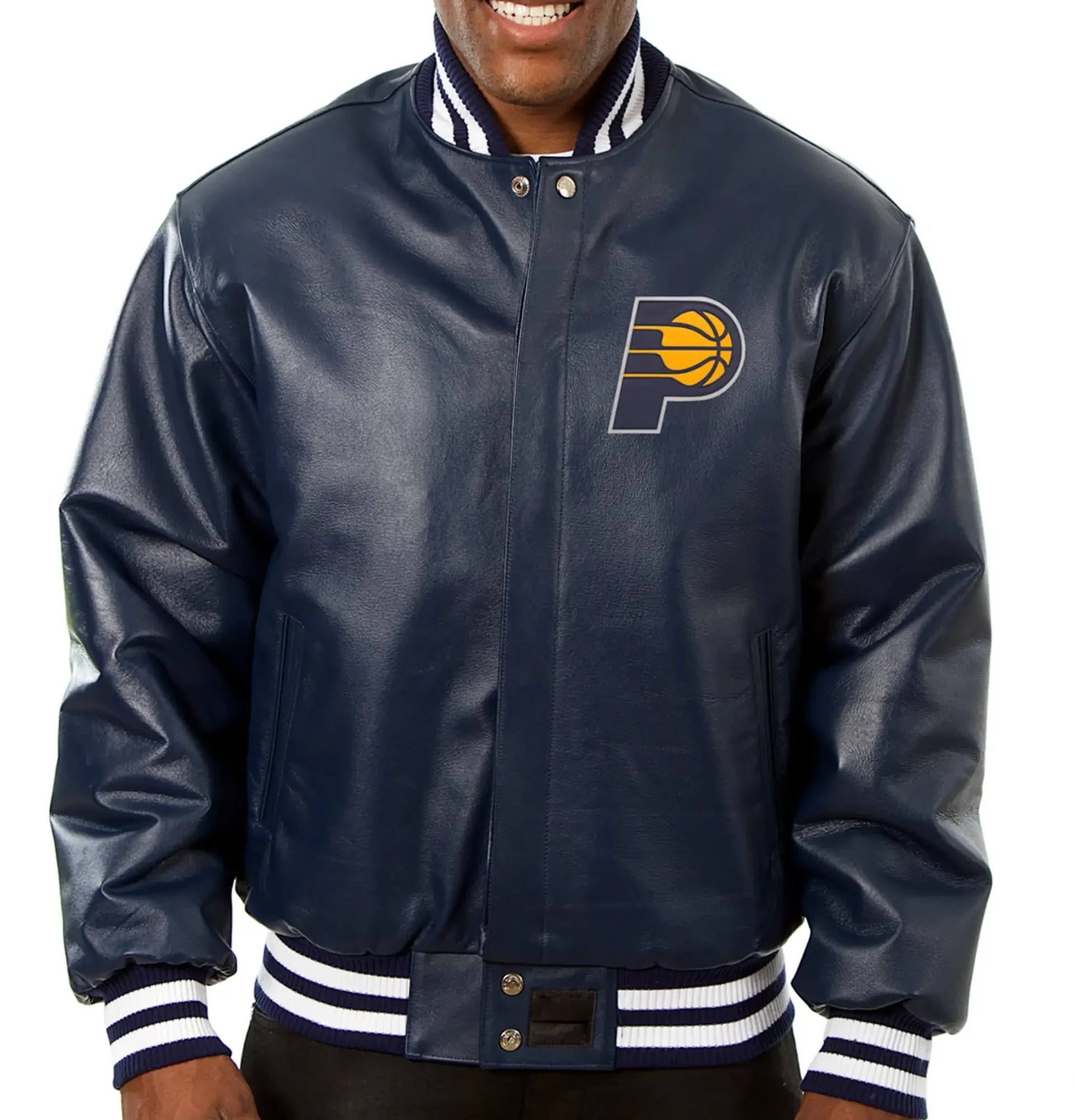 Indiana Pacers Leather Varsity Navy Jacket team jacket 1