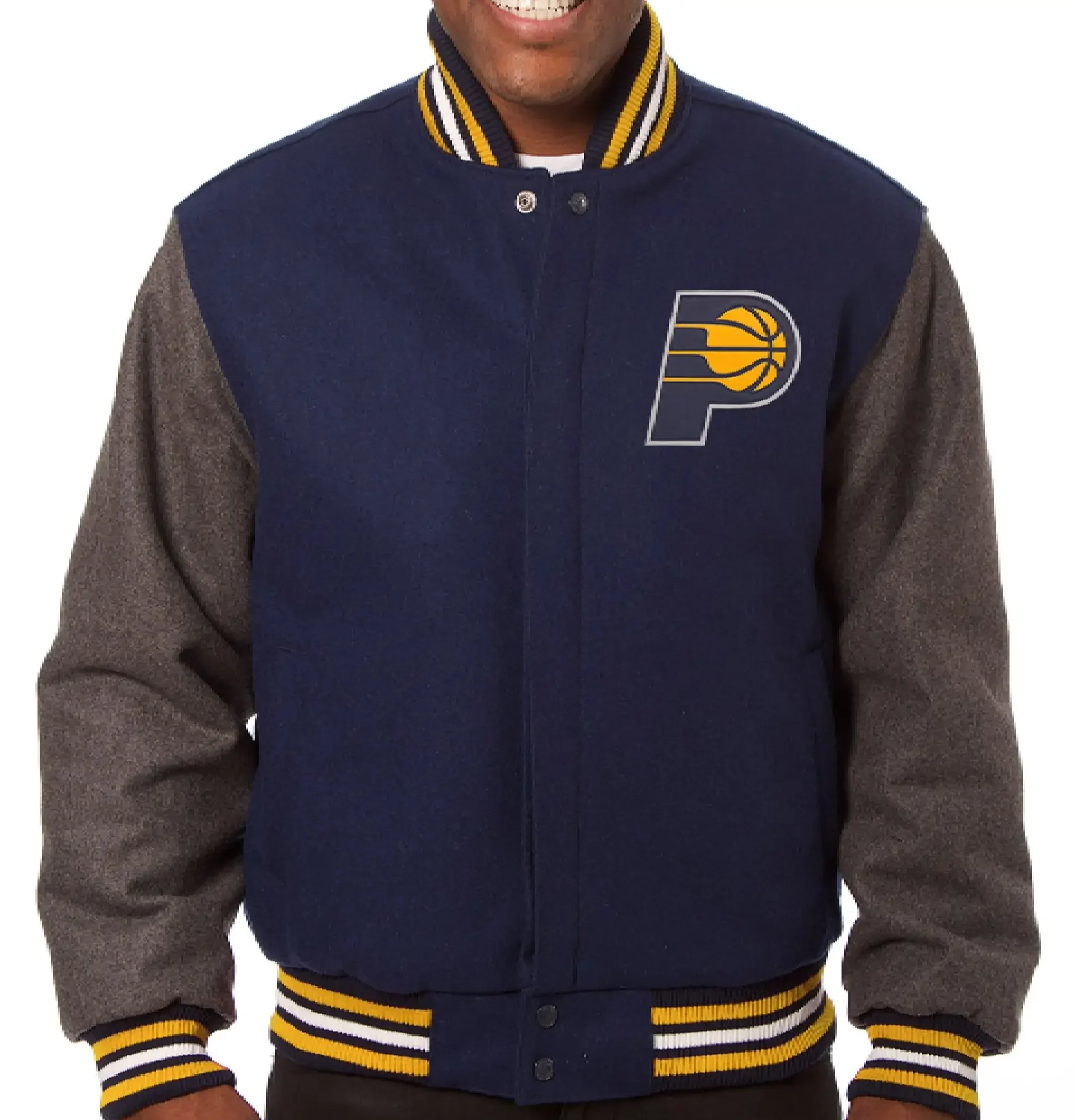 Indiana Pacers Wool Leather Varsity Navy Grey team jacket 1