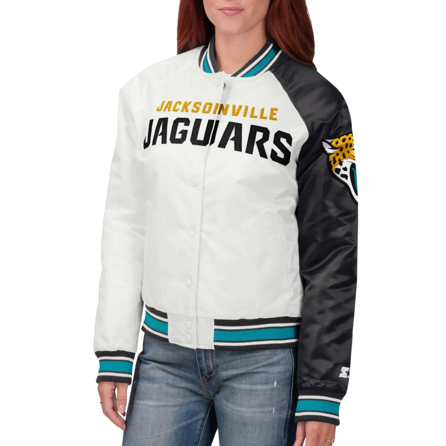 Jacksonville Jaguars Starter White Black Hometown Satin Varsity Jacket team jacket 2