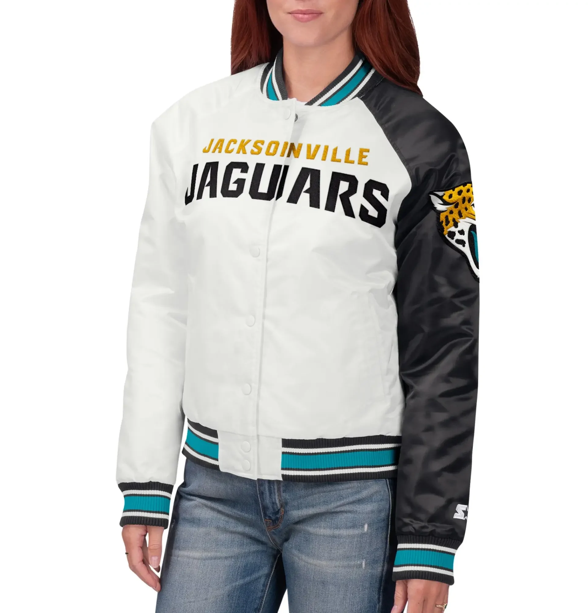 Jacksonville Jaguars Starter White Black Hometown Satin Varsity Jacket team jacket 2